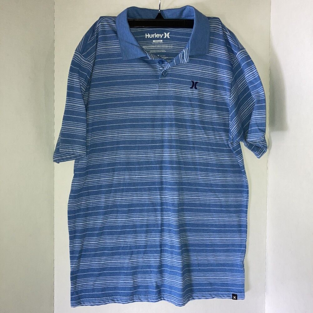 HURLEY Blue with White Stripes Golf Polo Shirt Size Men’s Medium